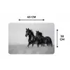Paarden - Gras - Zwart - Wit Placemat vinyl groot -specs