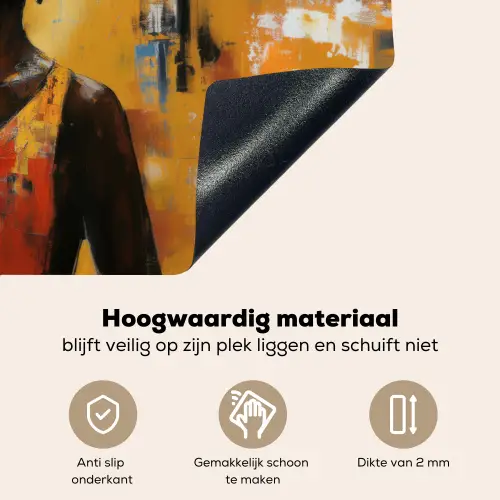 Vrouw - Ogen - Penseelstreken - Geel Inductie beschemer met haakjes klein -ky-onderkant-nl