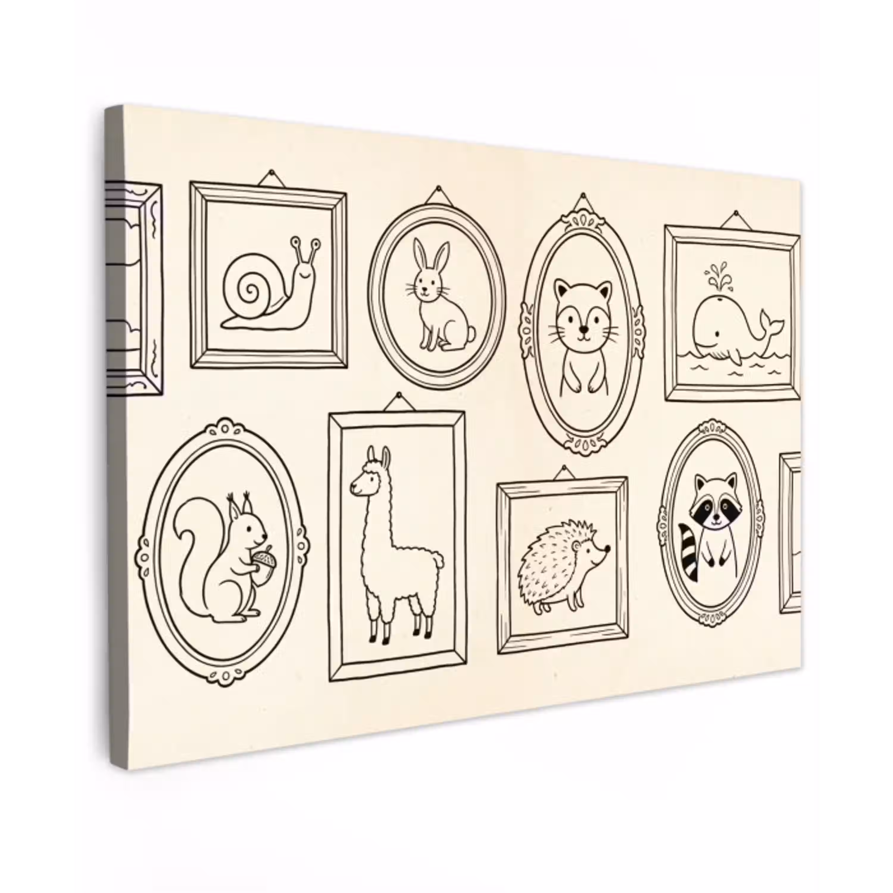Dieren - Illustratie - Lijsten - Galerij - Speels canvas 2cm klein -z3d