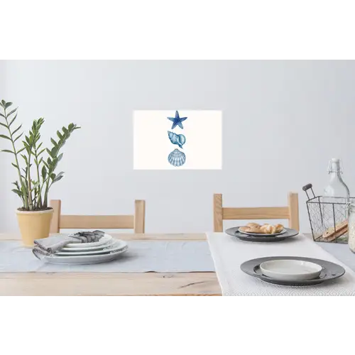Zeester - Schelpen - Blauw Muursticker klein -eettafel