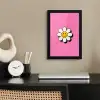 Smiley - Bloem - Roze fotolijst zwart zonder passe partout klein -sfeer1