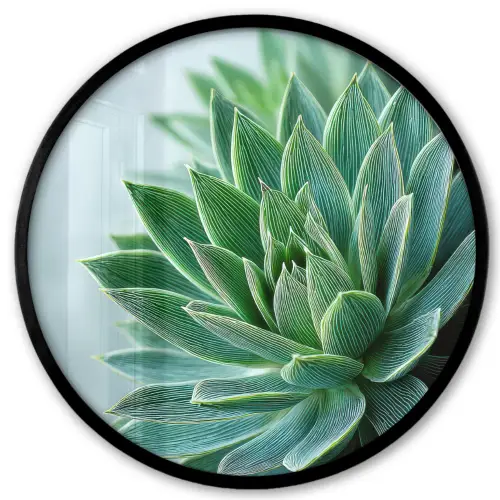 Vetplant - Bladeren - Groen - Wazig Fotolijst rond zonder passe partout klein -3d