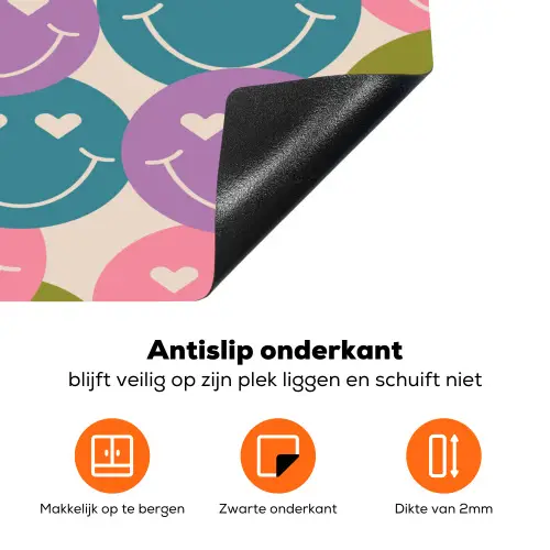 Patroon - Smiley - Kleurrijk - Hartjes Inductie beschermer vinyl 3mm klein 276 -zzzzzzz-td-onderkant