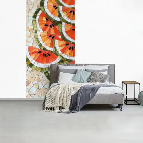 Mozaïek - Watermeloen - Rood - Pitten fotobehang vinyl groot -slaapkamer