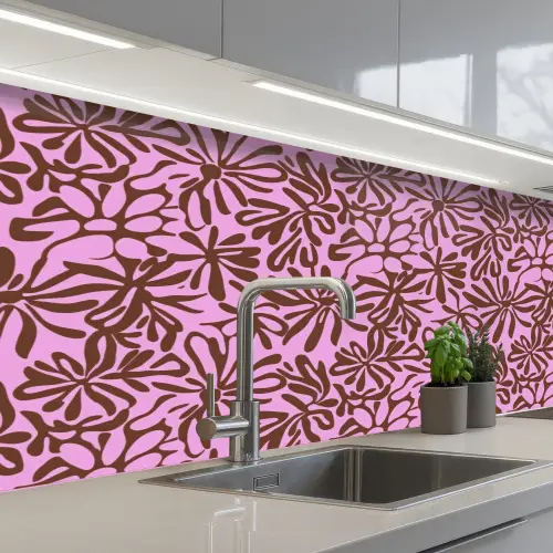 Organisch - Patroon - Roze keuken achterwand 2 middel 871 -3d_schuin
