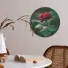 Roos - Bladeren - Dieprood Akoestische PET Vilt - Rond klein -sfeer3
