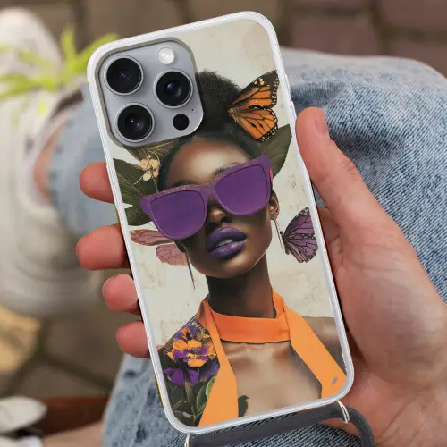 Vrouw - Zonnebril - Vlinder - Bloemen Hoesje iPhone 16 Pro Max met koord klein -sfeer3