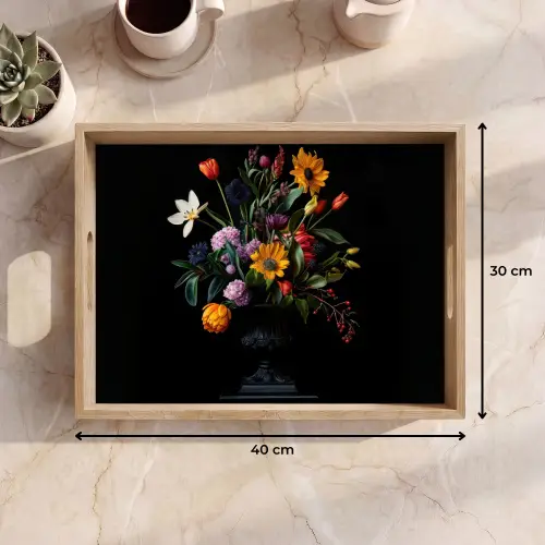 Zonnebloemen - Boeket - Kleurrijk Dienblad Rechthoek middel -USP_Formaat
