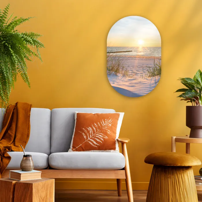 Strand - Zon - Duin - Gras - Zand - Horizon Wandcirkel Ovaal Forex klein -sfeer4