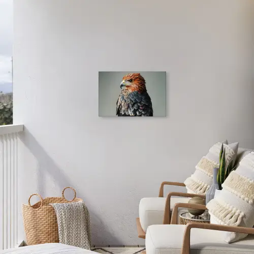 Vogel - Realistisch - Veren - Bruin Tuinposter op houten frame 2 cm dik klein -sfeer1