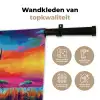 Neushoorn - Zonsondergang - Savanna - Kleurrijk Wandkleed katoen klein -sfeer2