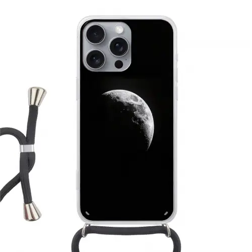Maan - Hemel - Zwart - Schaduw Hoesje iPhone 16 Pro Max met koord klein -3d
