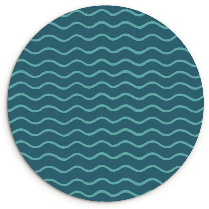 Zee - Dieren - Donkerblauw - Golf Wandcirkel kunststof plaat 5mm dik klein 188 -3d