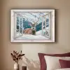 Hert - Winterlandschap - Natuur - Dieren - Doorkijk - Bergen Textielframe - compleet frame klein -sfeer1
