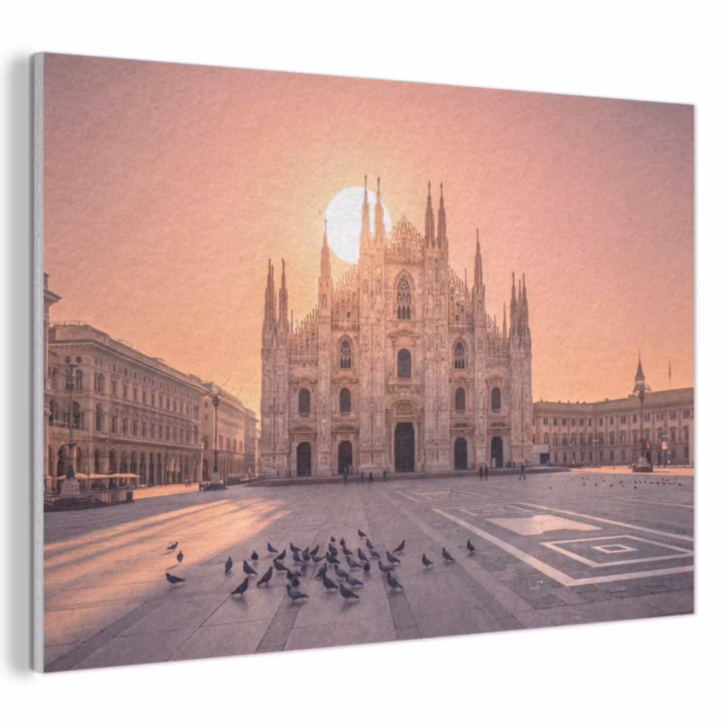 Architectuur - Milaan - Plein - Zonsopgang - Oranje PET vilt klein -3d