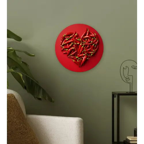 Pepers - Rood - Hart Wandcirkel kunststof plaat 5mm dik klein -sfeer3