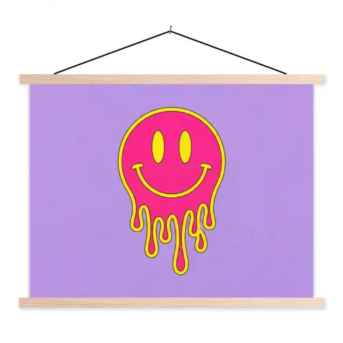 Smiley - Drip - Neon textielposter latten blank klein -3d