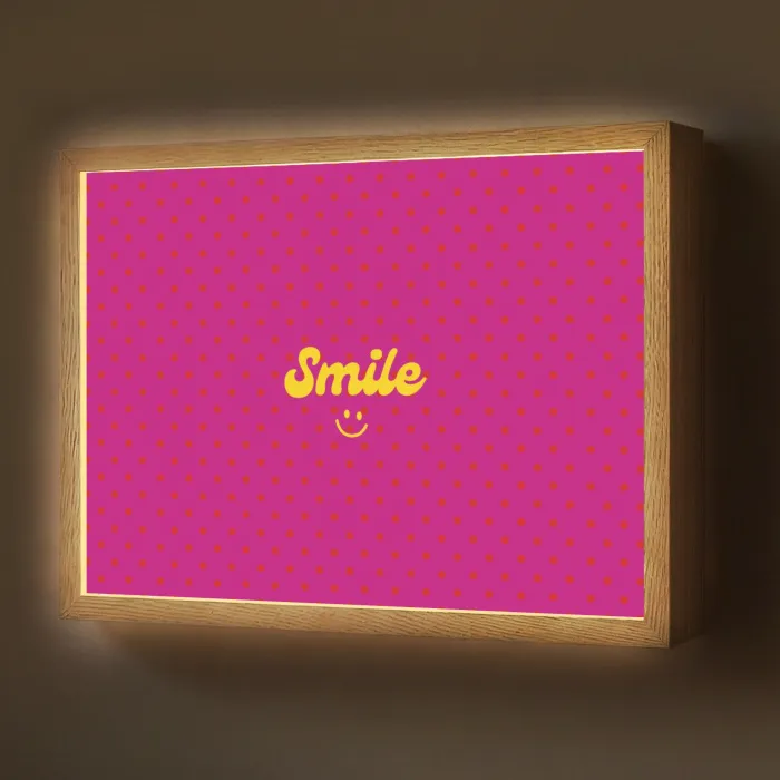 Smile - Stippen - Roze Light Box met batterij (Wandlamp) middel -z3d_website