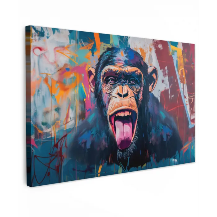 Aap - Tong - Abstract - Zwart canvas 2cm klein -z3d