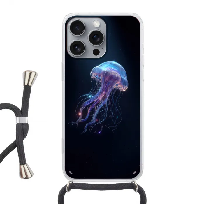 Tentakels - Kwal - Paars - Sprankeling Hoesje iPhone 16 Pro Max met koord klein -3d