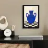 Vaas - Blauw - Geblokt - Modern fotolijst zwart zonder passe partout klein -sfeer1