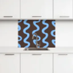 Kronkelende lijnen - Blauw - Bruin - Minimalistisch keuken achterwand 2 middel 865 -3d