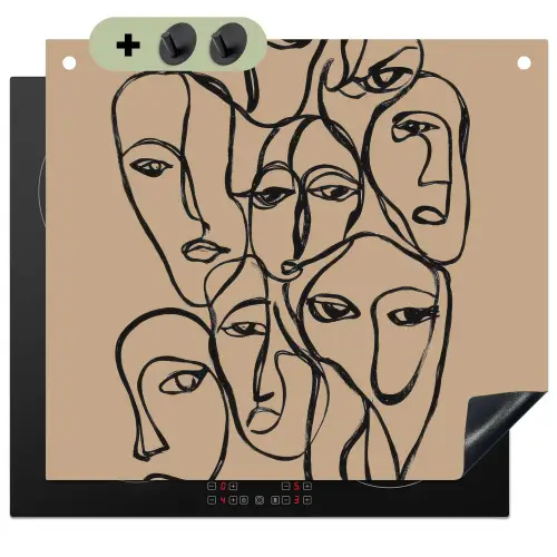 Gezichtenzee - Lijntekening - Abstract Inductie beschemer met haakjes middel -3d