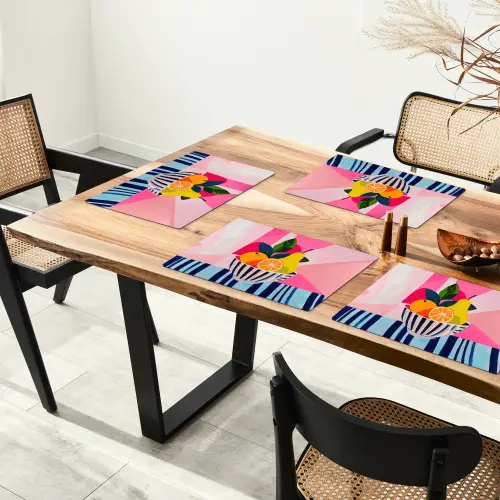 Fruit - Abstracte achtergrond - Roze Placemat vinyl groot -zzsfeer4_Kitchenyeah-website
