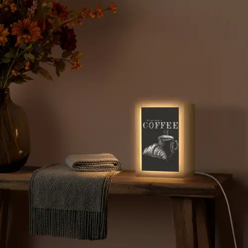 Koffie - Croissant - Tekst Light Box met kabel (Tafellamp) klein -sfeer4