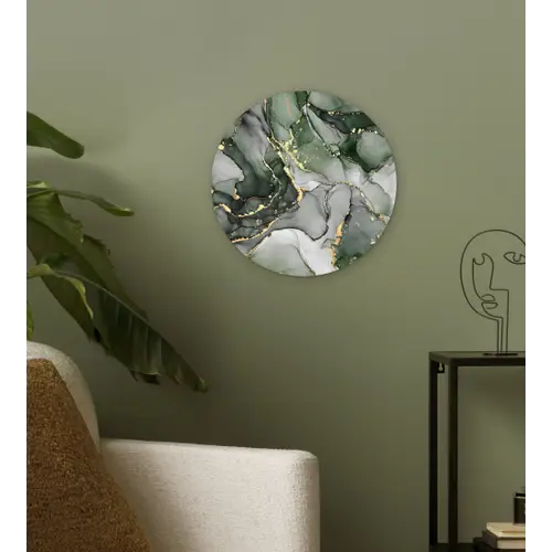 Luxe - Marmer - Groen Wandcirkel kunststof plaat 5mm dik klein -sfeer3