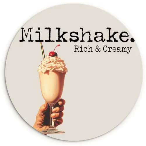 Milkshake - Kers - Rietje Wandcirkel kunststof plaat 5mm dik klein -3d