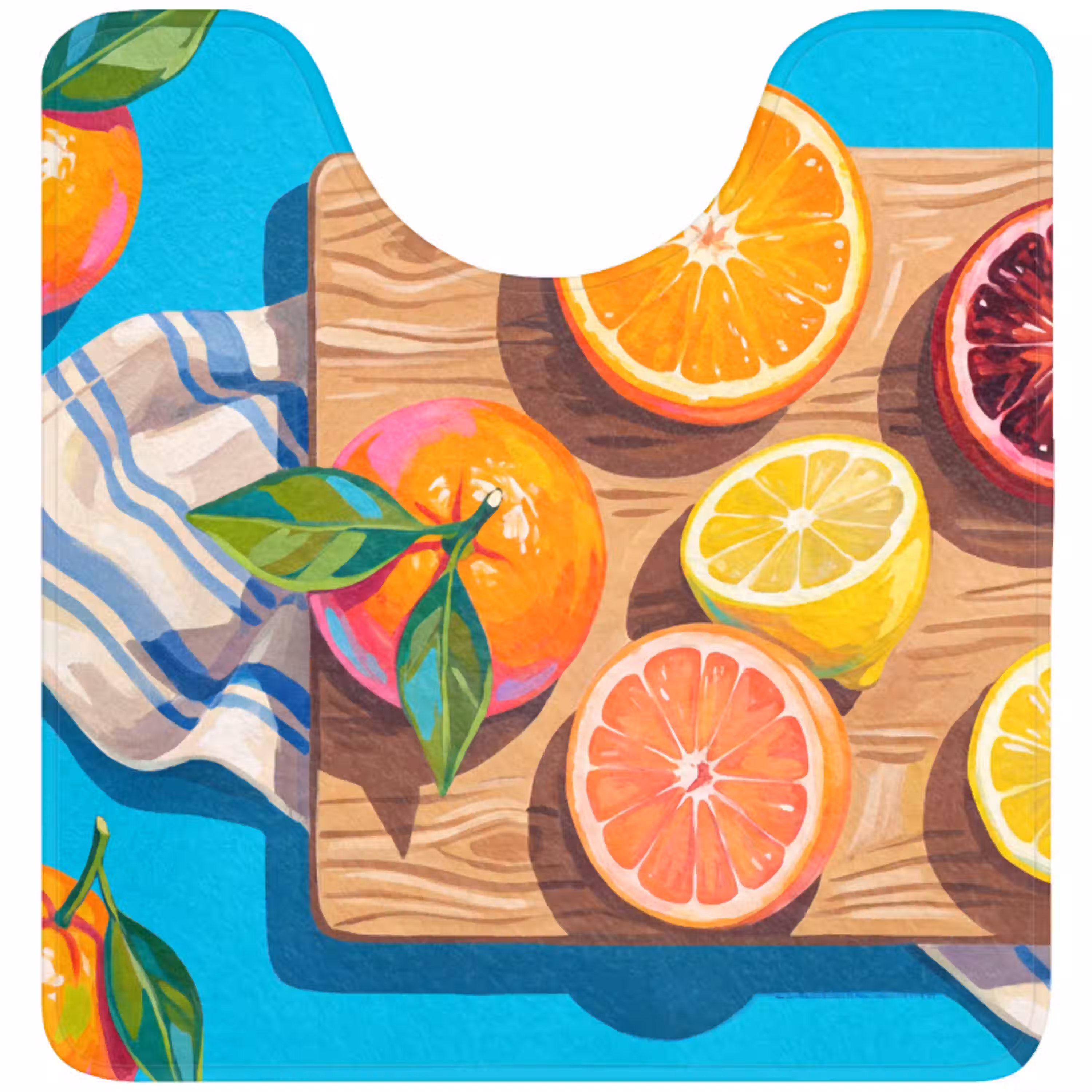 Fruit - Snijplank - Blauw WCmat U-uitsnede middel -3d