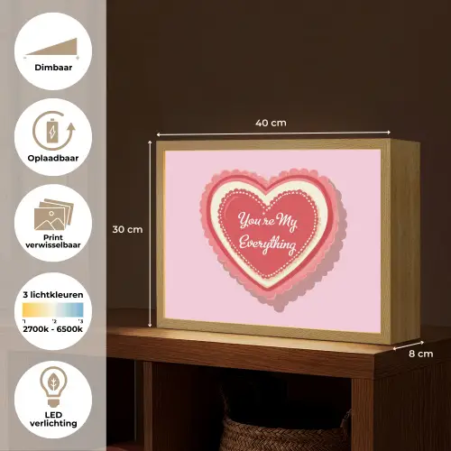 Liefde - Hart - Valentijn Light Box met batterij (Wandlamp) middel -USP_websiteoverzichtNL