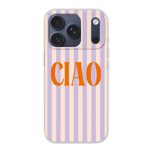 Ciao - Quote - Pastel - Strepen Telefoonhoesje iPhone 17 Pro klein -3d