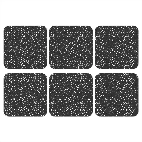 Terrazzo -  Patroon - Zwart - Wit onderzetter kurk middel 366 -3d
