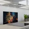 Kerstman - Haard - Donker keuken achterwand spatscherm klein -3d_schuin