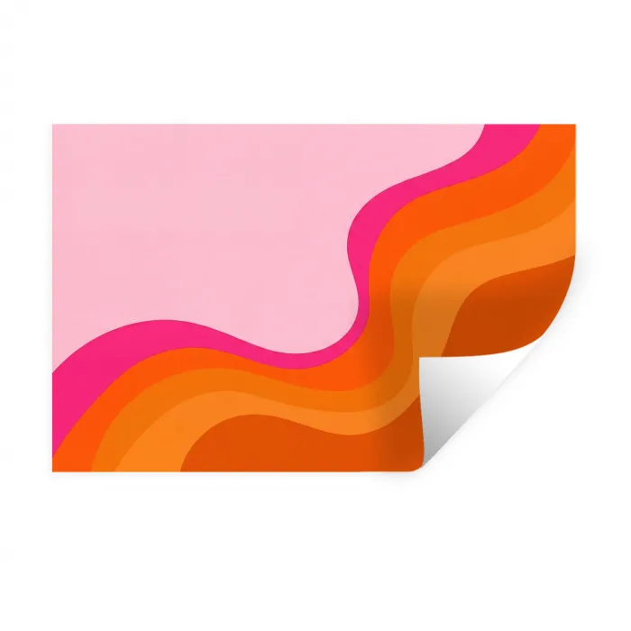 Retro - Waves - Kleurrijk Muursticker klein -3d