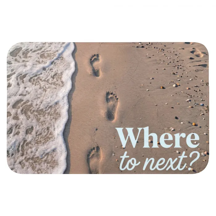 Where to next - Strand - Voetstappen Badmat klein -3d
