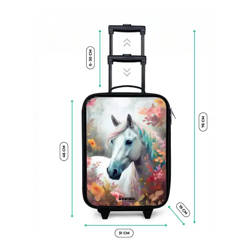 Wit paard omringd door bloemen Kinderkoffer - Zwart klein -productfoto_formaten