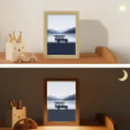 Auto - Meer - Bergen - Blauw Light Box met kabel (Kinderlampje) klein -sfeer3_kind