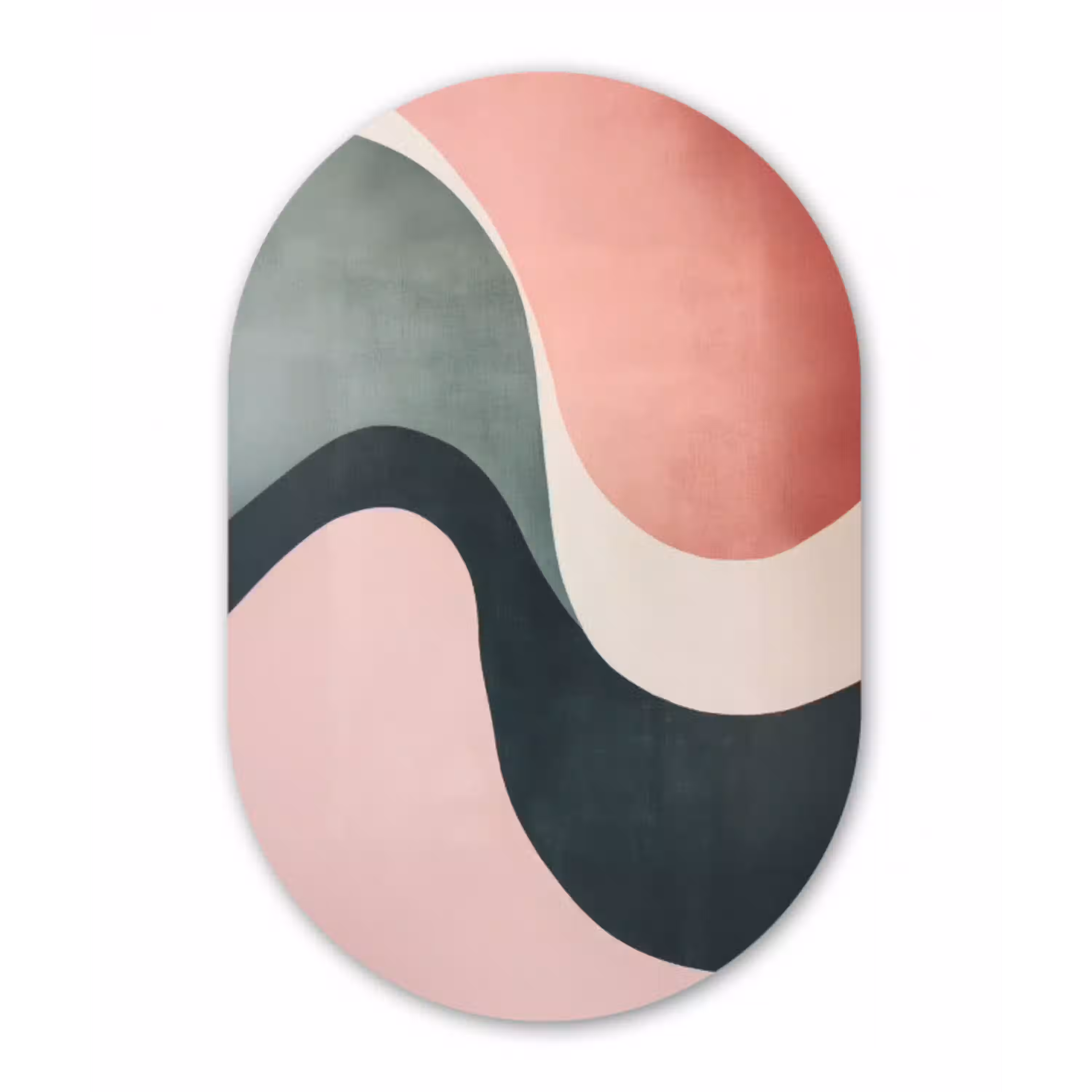 Abstract - Golven - Sierlijk - Roze Wandcirkel Ovaal Glas middel -3d