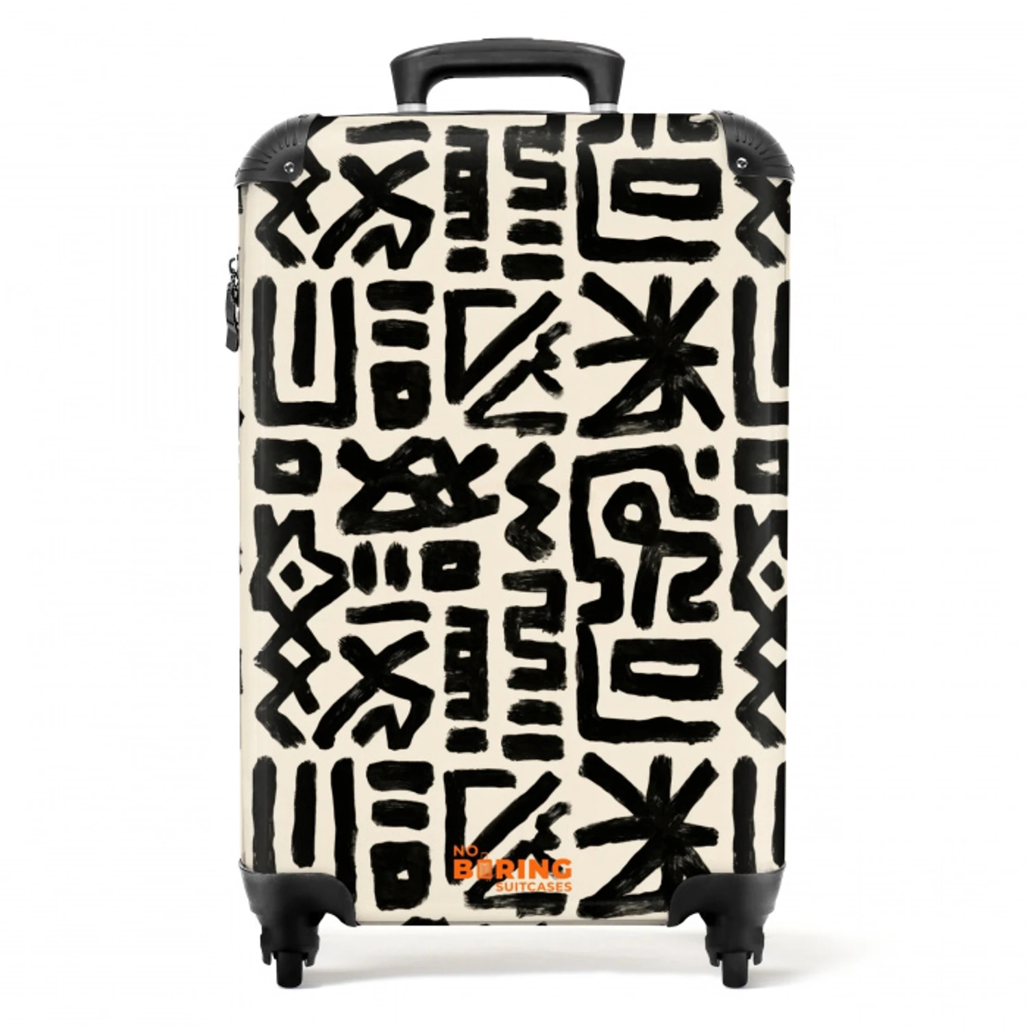 Geometrisch - Figuren - Zwart NBS - Handbagage koffer - Volwassenen Unisex middel -productfoto_recht