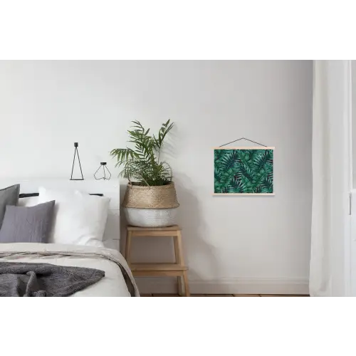 Bladeren - Inductie beschermer - Jungle - Tropical textielposter latten blank klein -woonkamer