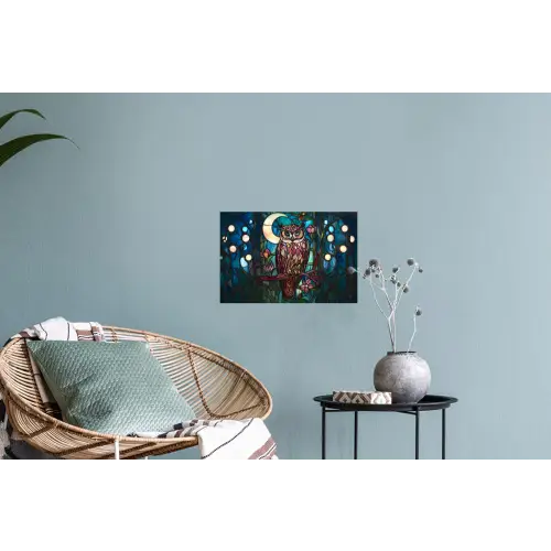 Uil - Mozaïek - Maan - Nacht Muursticker klein -plant