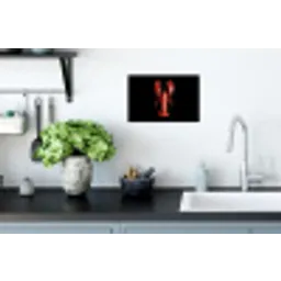 Kreeft - Glossier Rood - Zwart Muursticker klein -keuken