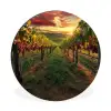 Wijngaard - Druiven - Zonsondergang Wandcirkel aluminium klein -3d