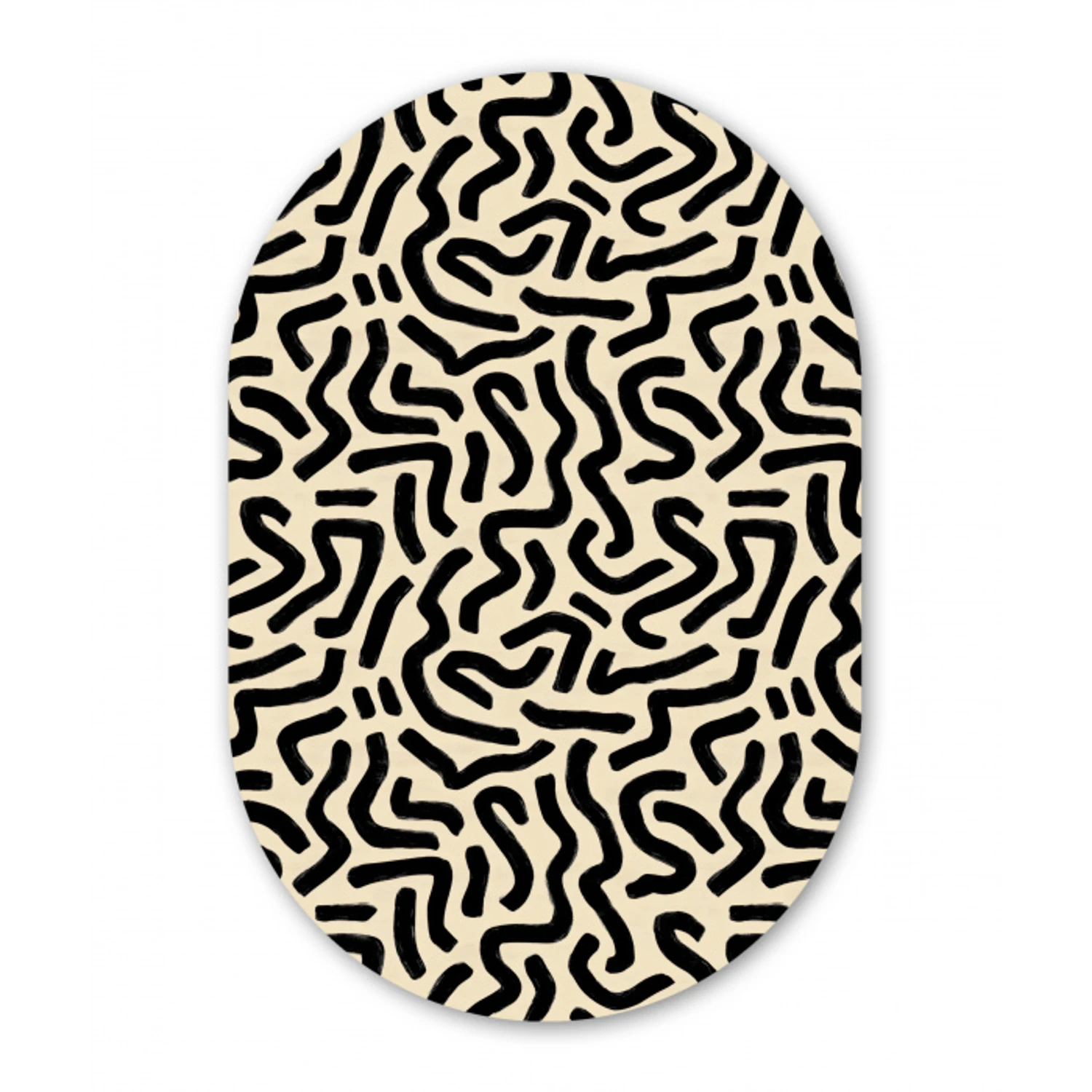 Abstract - Lijnen - Zwart Wandcirkel Ovaal Aluminium middel 839 -3d
