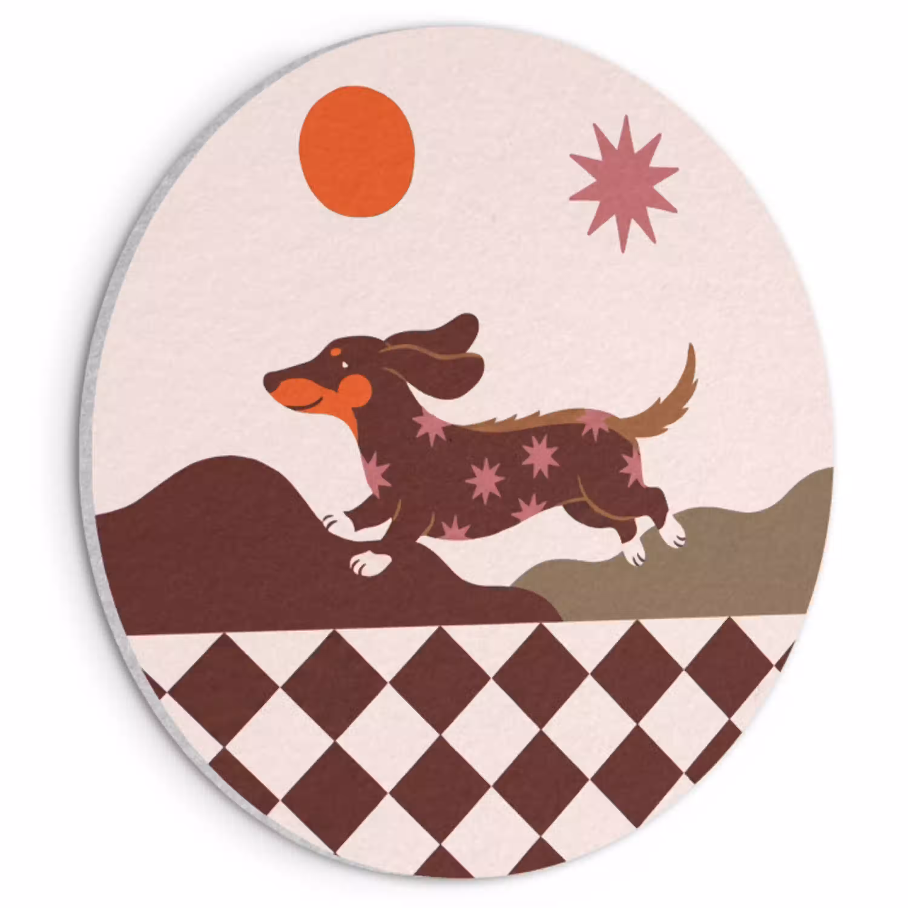 Hond - Abstract - Dieren - Modern - Bruin Akoestische PET Vilt - Rond klein -3d