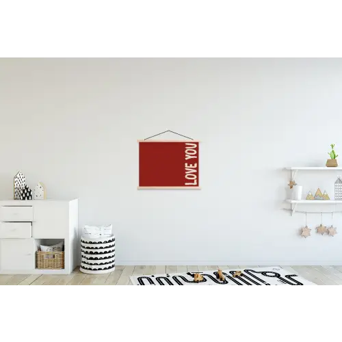 Schuin - Loveyou - Rood textielposter latten blank klein -kinderkamer