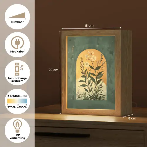 Plant - Bloemen - Wit Light Box met kabel (Tafellamp) klein -USP_NL